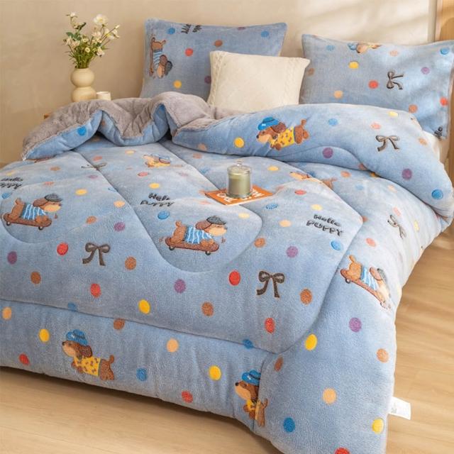 【寢聚 Sleep Club】買一送一 雪花絨×羊羔絨 雙面加厚暖暖被 雙人被 150x200cm(2.4KG 10色任選 棉被 冬被)