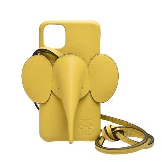 【LOEWE 羅威】經典小象小牛皮I PHONE 11 PRO手機保護殼(黃C719C82X02)