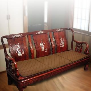 【Jindachi 金大器】尊爵格紋緹花三人木椅坐墊-165x50cm(台灣製造實木沙發坐墊)