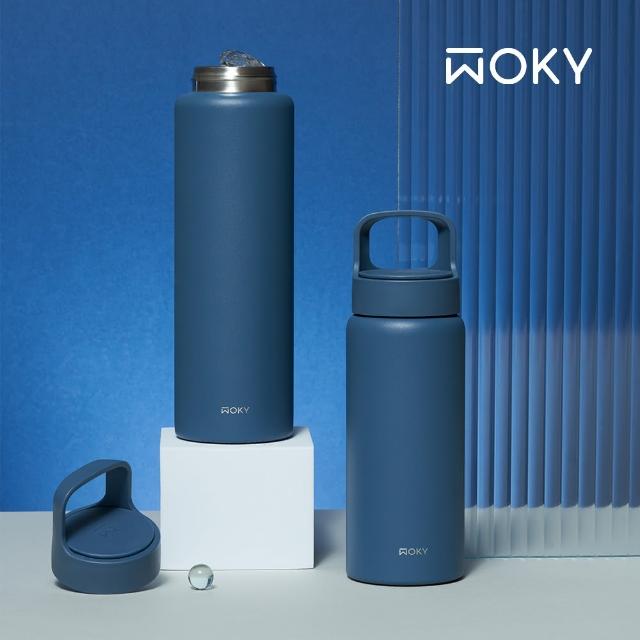 【WOKY 沃廚】2入_鈦陶瓷提手運動保溫瓶600ml(運動水瓶/隨行杯/保溫杯瓶/保冰杯瓶/水壺)