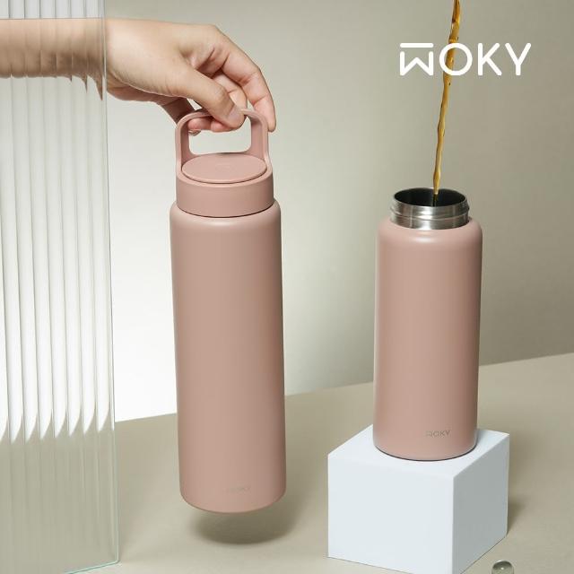 【WOKY 沃廚】2入_鈦陶瓷提手運動保溫瓶600ml(運動水瓶/隨行杯/保溫杯瓶/保冰杯瓶/水壺)