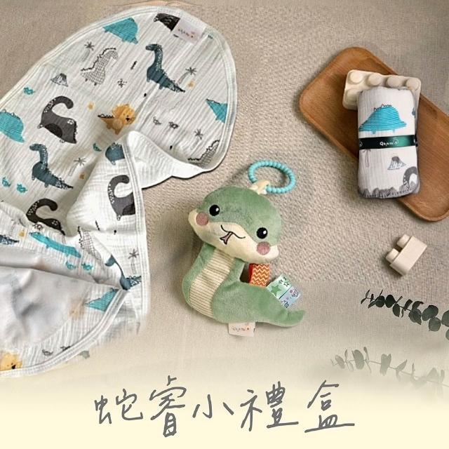 【Qbibiya】☆momo獨家蛇年寶寶☆蛇睿小禮盒◆甚麼都行安撫+萬用巾+防驚嚇抗菌肚圍(滿月禮盒彌月禮盒)