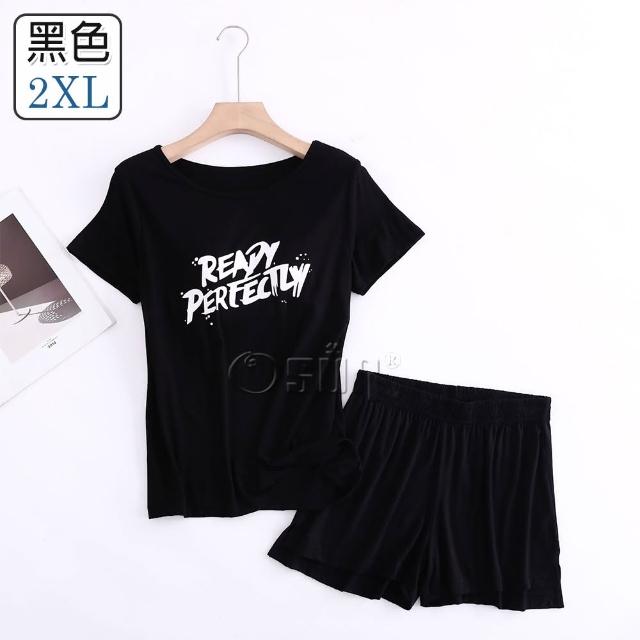 【Osun】莫代爾中大尺吋bra-t帶胸墊Ready短袖短褲睡衣套裝寬鬆居家休閒服(特惠價CE407Ready-)