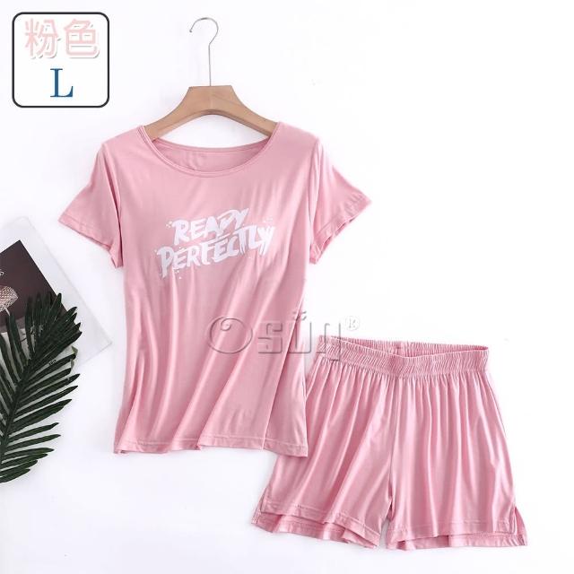 【Osun】莫代爾中大尺吋bra-t帶胸墊Ready短袖短褲睡衣套裝寬鬆居家休閒服(特惠價CE407Ready-)