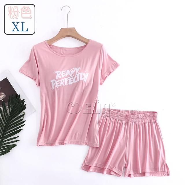 【Osun】莫代爾中大尺吋bra-t帶胸墊Ready短袖短褲睡衣套裝寬鬆居家休閒服(特惠價CE407Ready-)
