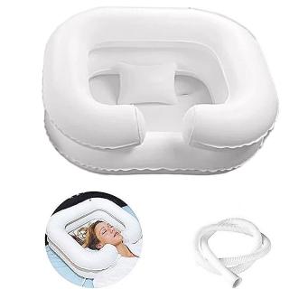 (加恩輔具)充氣式雙層床上洗頭盆組(床上洗頭槽+活動墊頭枕+排水管+日式洗頭刷 長期照護 臥床老人輔具)