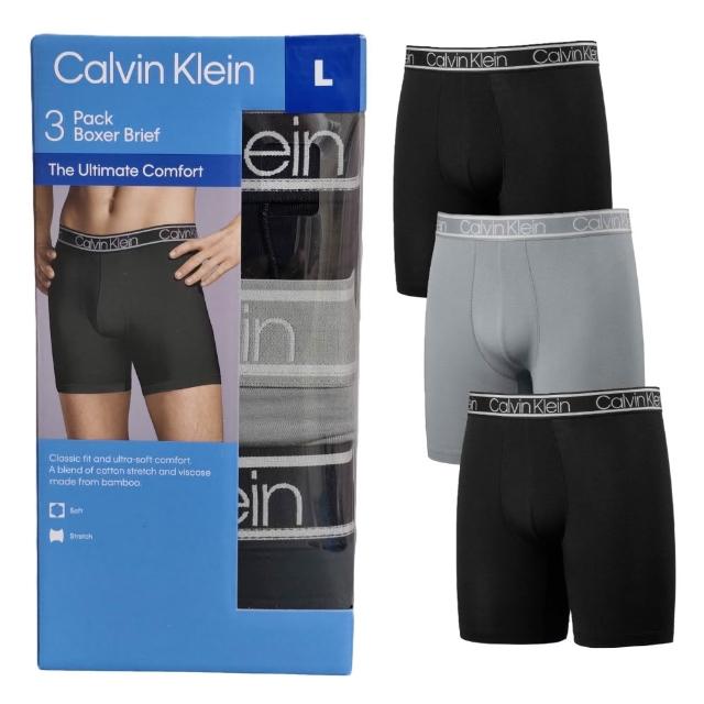【CALVIN KLEIN】3件組 男彈性內褲 天絲竹纖維 涼感萊卡(CK男內褲 四角褲 合身 貼身 透氣)