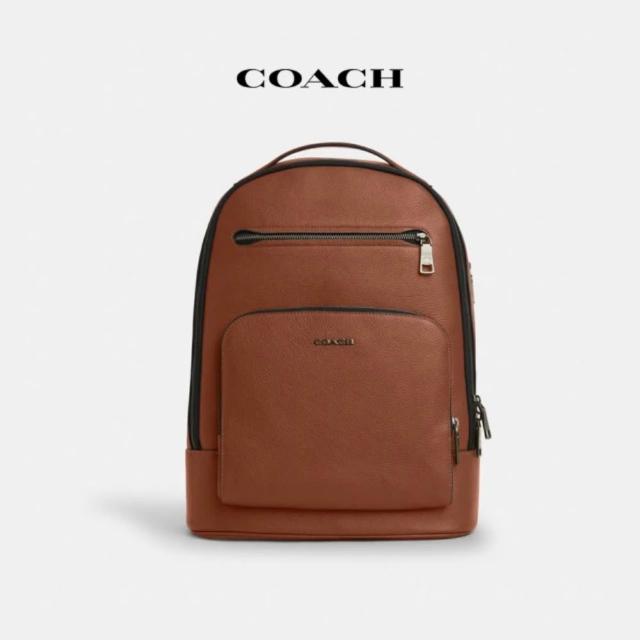 【COACH】蔻馳官方直營 ETHAN經典Logo後背包 雙肩包-灰銅色/馬鞍色(CZ391)