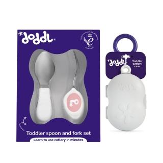 【Doddl】英國人體工學秒拾餐具 - 兒童學習餐具 2 件組+攜帶盒(含湯匙、叉子、專用收納盒)