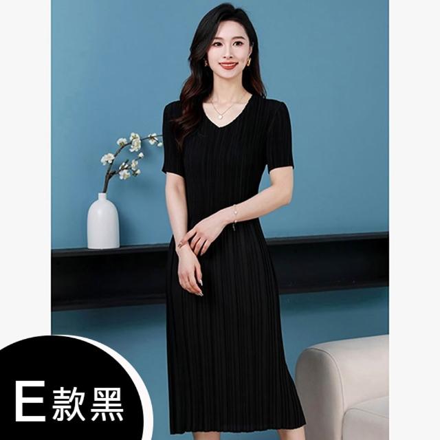 【K.W.】MOMO限定現貨新品韓國三宅壓褶花樣褶皺洋裝多款任選(韓國洋裝  中大尺碼)