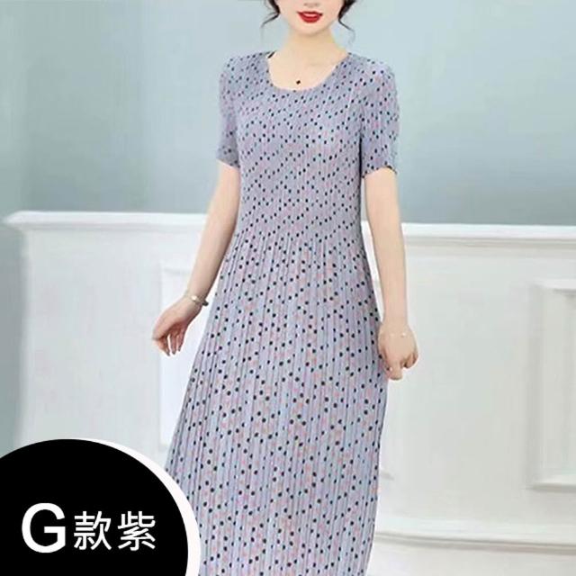 【K.W.】MOMO限定現貨新品韓國三宅壓褶花樣褶皺洋裝多款任選(韓國洋裝  中大尺碼)