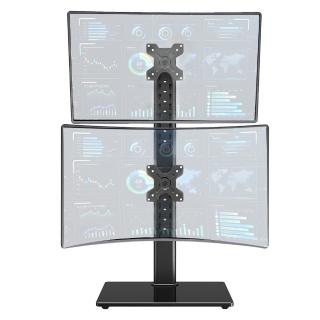 【Ermutek 二木科技】桌上型13~32吋直立式懸掛雙螢幕支架底座(高度可調/無須鑽孔夾具)