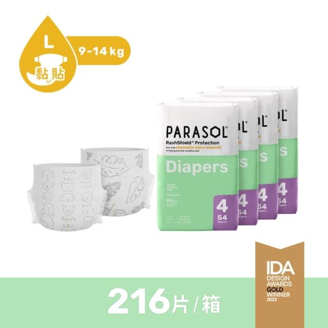 【PARASOL】總代理｜進化版_Clear+Dry® 新科技水凝尿布 囤貨箱購組 黏貼型M-XL(4包/箱)