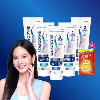 【SENSODYNE 舒酸定】進階護理 專研亮白抗敏牙膏100gX5(美白牙膏/去除牙漬/牙齒美白/抗敏感)