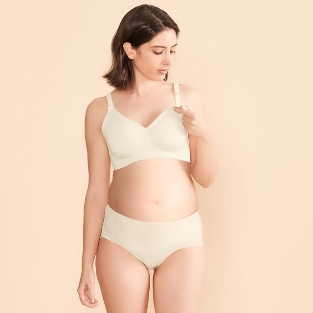 【Gennies 奇妮】哺乳內衣褲成套 冰絲涼感無鋼圈內衣 中腰內褲 低腰內褲(孕婦內衣 上開扣 孕婦內褲 A71B71)