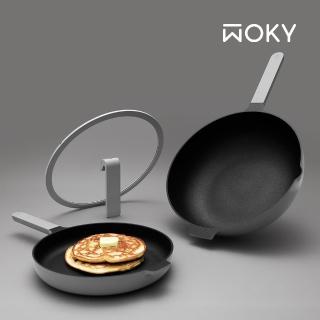 【WOKY 沃廚】哈哈鍋2.0 不沾深煎平底鍋32cm-含玻璃鍋蓋