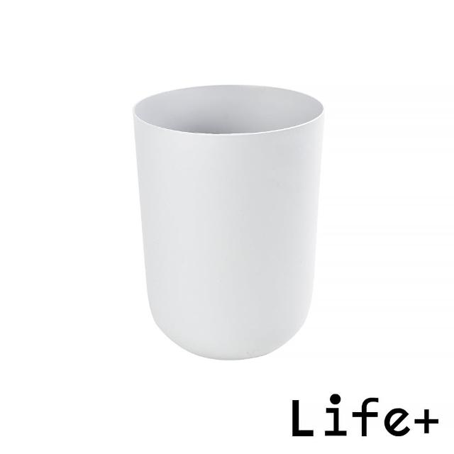 【Life+】日系無印風 圓形無蓋單層垃圾桶8L_2入組(居家美化 無印風 垃圾分類)