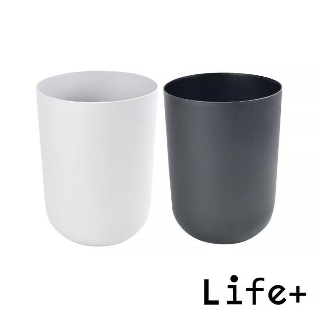 【Life+】日系無印風 圓形無蓋單層垃圾桶8L_2入組(居家美化 無印風 垃圾分類)