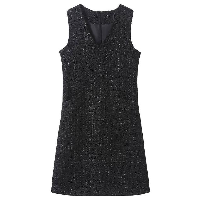 【巴黎精品】極速出貨 洋裝連身短裙(無袖小香風亮片背心裙女裙子2色a1fz32 2G)