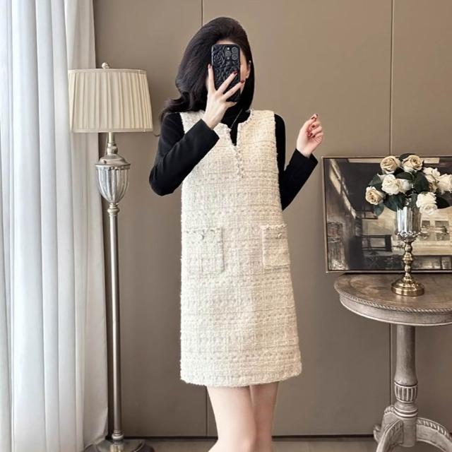 【巴黎精品】極速出貨 洋裝連身短裙(無袖小香風亮片背心裙女裙子2色a1fz32 2G)