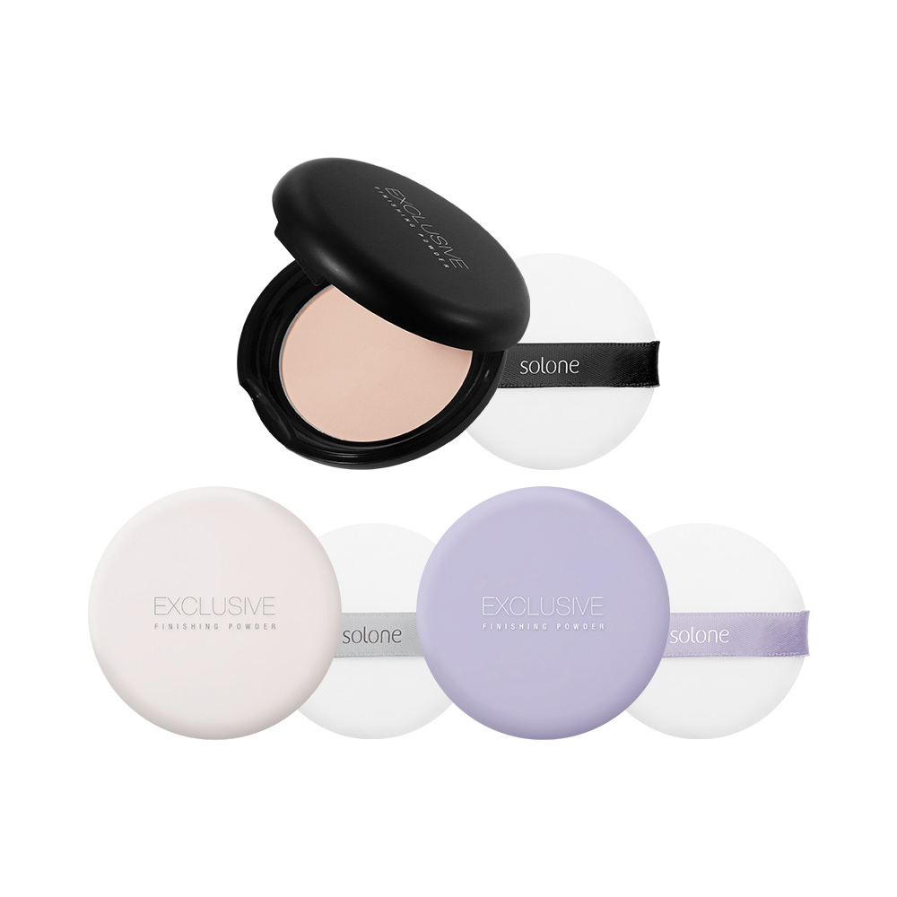 【Solone】升級上市★訂製隨身蜜粉餅(3入組 附粉撲)