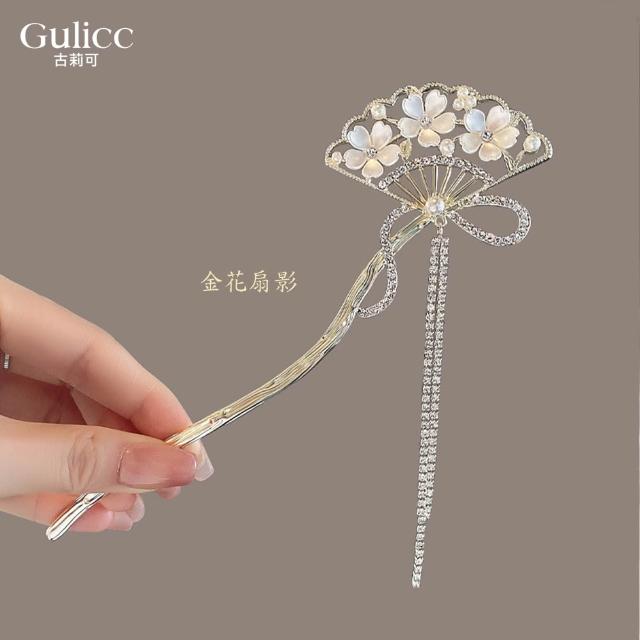 【Gulicc 古莉可】髮釵 優雅搖步 氣質髮簪 流蘇頭飾(7夕情人節 生日 耶誕 髮飾 頭飾  髮簪 中國風 古典)