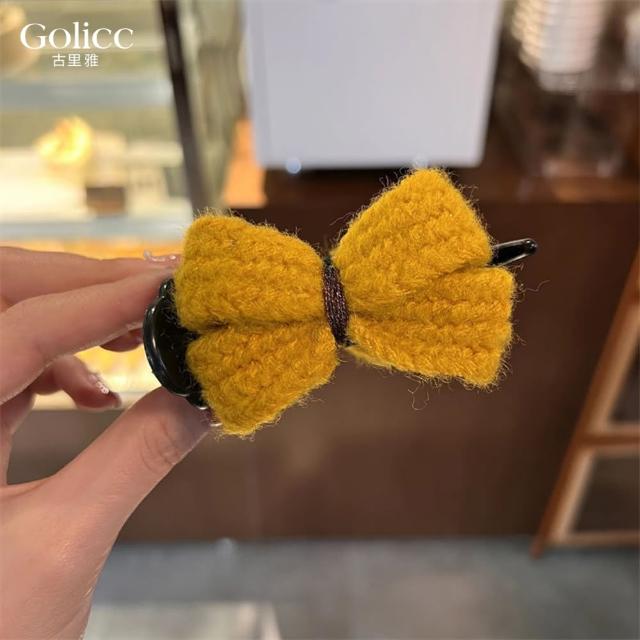 【Gulicc 古莉可】髮夾 毛呢蝴蝶結 丸子頭抓夾(7夕情人節 生日 髮飾 頭飾 鯊魚夾 抓夾 禮物)