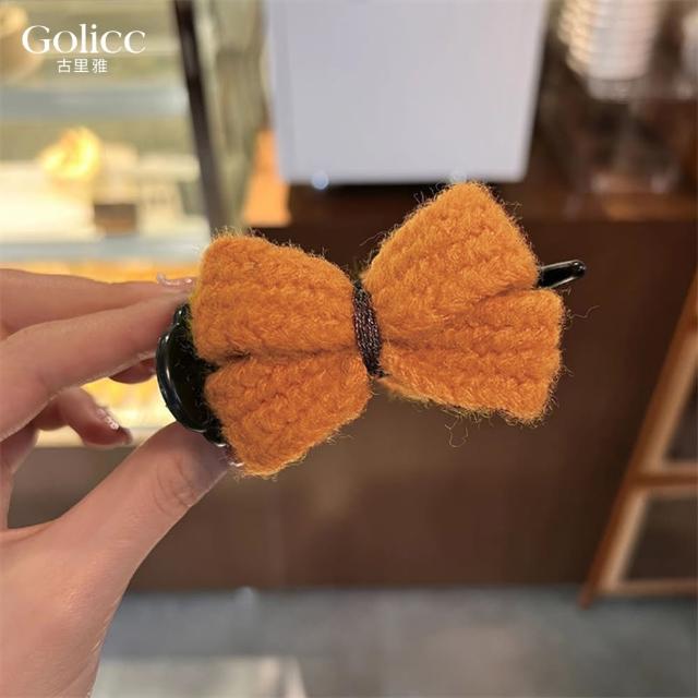 【Gulicc 古莉可】髮夾 毛呢蝴蝶結 丸子頭抓夾(7夕情人節 生日 髮飾 頭飾 鯊魚夾 抓夾 禮物)