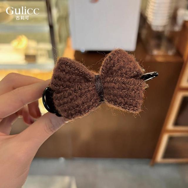 【Gulicc 古莉可】髮夾 毛呢蝴蝶結 丸子頭抓夾(7夕情人節 生日 髮飾 頭飾 鯊魚夾 抓夾 禮物)