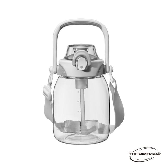【THERMOcafe 凱菲】附背帶附吸管可提式彈蓋隨手瓶1000ml(TCTS-1000)