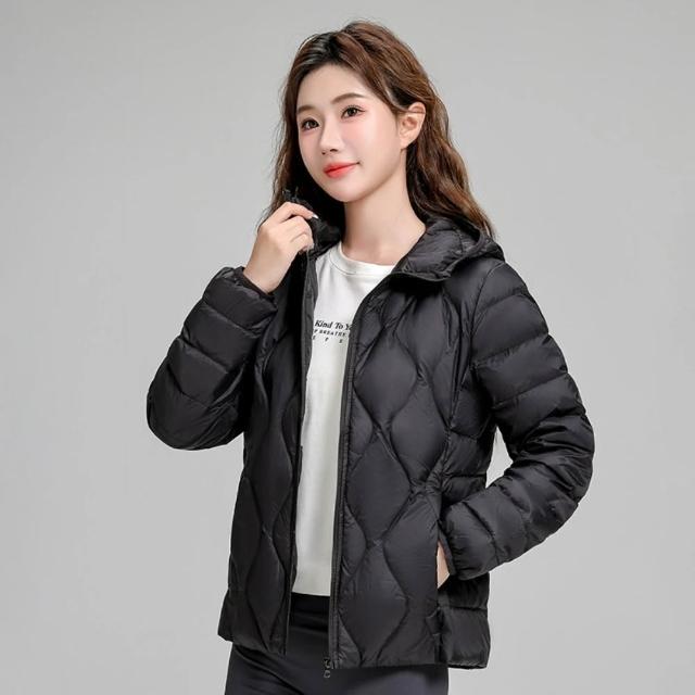 【巴黎精品】現貨限搶 真羽絨90%白鴨絨輕羽絨外套輕便羽絨衣(保暖夾克連帽立領女外套2款a1hd10)