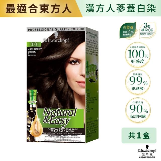 【Schwarzkopf 施華蔻】N&E怡然植萃蓋白染髮霜X2入(多色任選/經典黑棕/自然棕/亞麻棕/巧克力棕)