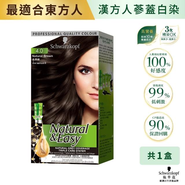 【Schwarzkopf 施華蔻】N&E怡然植萃蓋白染髮霜X2入(多色任選/經典黑棕/自然棕/亞麻棕/巧克力棕)