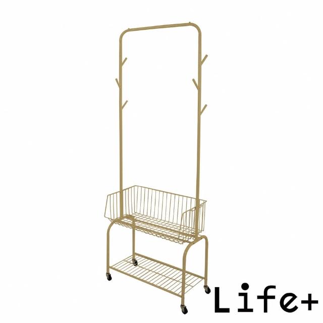 【Life+】全新福利品_法式簡約多功能奶油風移動式落地衣帽架/掛衣架/收納衣櫃_4色任選(掛衣架 衣櫃 層架)