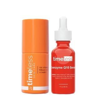 【Timeless SKIN CARE 官方直營】抗初老緊膚明星組(10%維他命C精華+Q10彈力緊膚精華)