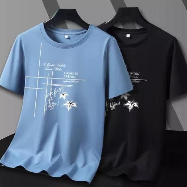 【NBL】現貨買一送一冰絲棉薄款多色印花T恤T0624(潮牌百搭圓領短袖T恤)