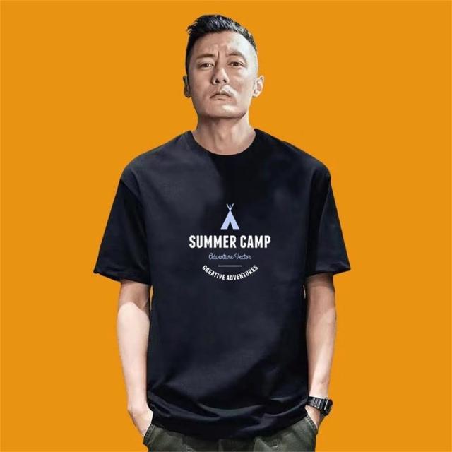 【MoonDy】純棉短袖 t恤 男裝 寬鬆版 Oversize T-shirt 休閒短t 上衣 印花上衣 落肩上衣  