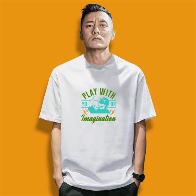 【MoonDy】純棉短袖 t恤 男裝 寬鬆版 Oversize T-shirt 休閒短t 上衣 印花上衣 落肩上衣  