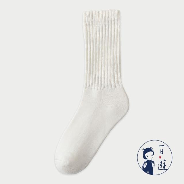 【NicoFun 愛定做】6雙 美式復古風中筒襪 堆堆襪 抗菌襪 耐磨襪 吸汗 毛巾底襪 健康襪(男襪23-27cm)