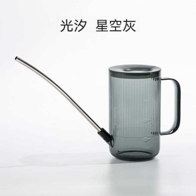 【晴安居】不鏽鋼長嘴透明澆水壺 附刻度復古色加厚園藝澆花瓶(2入)