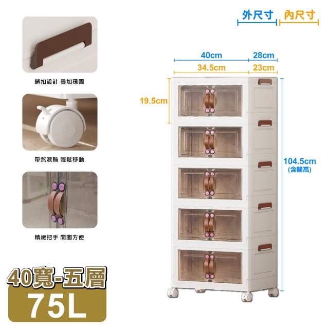 【ONE HOUSE】麥樂雙開磁吸折疊收納櫃/收納箱-任選(135L-55寬三層/75L-40寬五層)