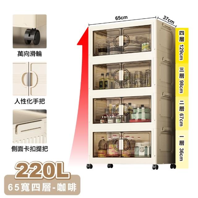 【ONE HOUSE】65寬 220L 艾蜜莉折疊收納櫃_四層 1入(收納架/收納箱/置物櫃/置物架/電器櫃/收納車)