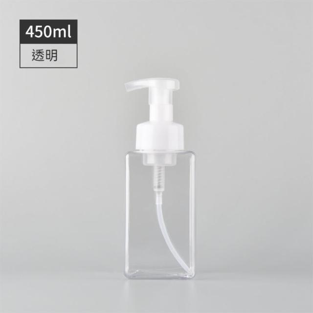 【晴安居】按壓式起泡慕斯分裝瓶 PET透明方形瓶附防漏卡扣泡泡瓶(大號2入)