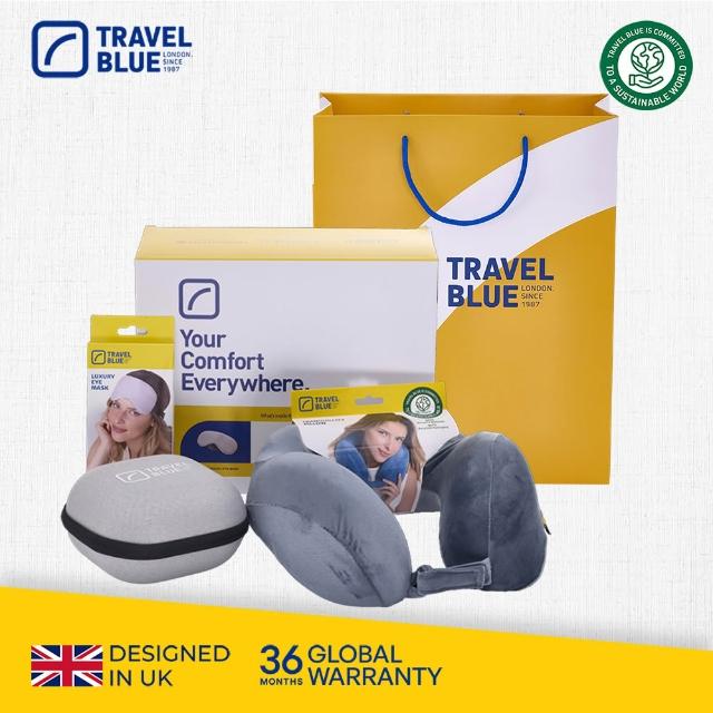 【Travel Blue 藍旅】極致頸枕禮盒 新色上市 全球保固36個月(頸枕 眼罩 收納盒 禮物)