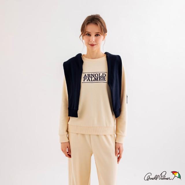 【Arnold Palmer 雨傘】男女裝-經典雨傘LOGO刺繡印花大學T(多款任選)