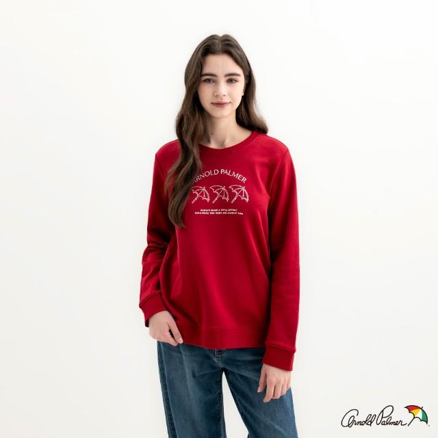 【Arnold Palmer 雨傘】男女裝-經典雨傘LOGO刺繡印花大學T(多款任選)