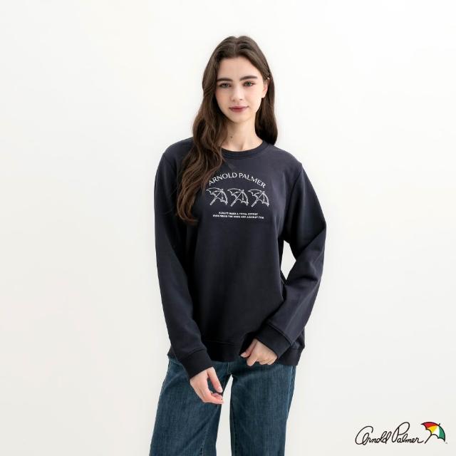 【Arnold Palmer 雨傘】男女裝-經典雨傘LOGO刺繡印花大學T(多款任選)