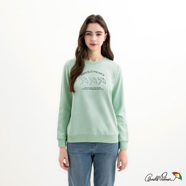 【Arnold Palmer 雨傘】男女裝-經典雨傘LOGO刺繡印花大學T(多款任選)