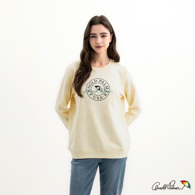 【Arnold Palmer 雨傘】男女裝-經典雨傘LOGO刺繡印花大學T(多款任選)
