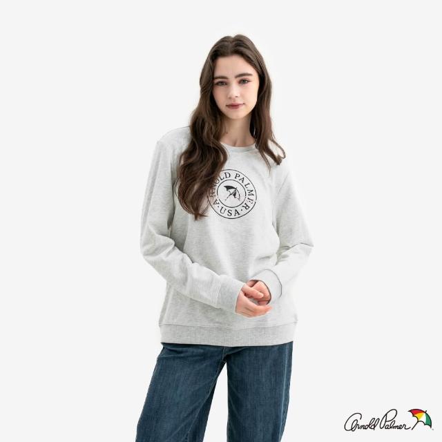 【Arnold Palmer 雨傘】男女裝-經典雨傘LOGO刺繡印花大學T(多款任選)